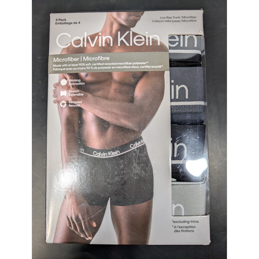 Calvin Klein Men's 4 Pack Microfiber Low Rise Trunk XL Black Grey NP27550 900